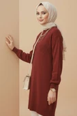 Kabartma Desen Yumoş Triko Tunik Bordo thumbnail 1