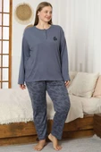 Desenli Büyük Beden Pijama Takımı Füme thumbnail 1