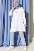 Yan Yırtmaçlı Basic Tunik Beyaz thumbnail 2
