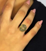 Doğal Taş Pembe Kuvars Yuvarlak Doğal Taşlı Antik Model Kadın Ayarlanabillir Yüzük euy70pk thumbnail 1