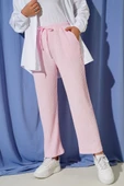 Beli Lastikli Gofre Pantolon Pembe thumbnail 1