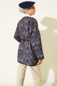 Retro Desen Kapitone Ceket Lacivert thumbnail 3