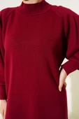 Balon Kol Triko Elbise Bordo thumbnail 4