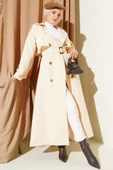 Kruvaze Pelerinli Kuşaklı Trençkot Bej thumbnail 1
