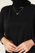 Yan Yırtmaçlı Basic Tunik Siyah thumbnail 4