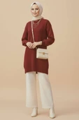 Kabartma Desen Yumoş Triko Tunik Bordo thumbnail 2