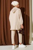 Fermuarlı Kapüşonlu Basic İkili Takım Bej thumbnail 3