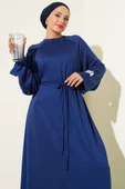 Loyşa Kol Armalı İp Kuşaklı Elbise Lacivert thumbnail 2
