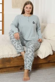 Desenli Büyük Beden Pijama Takımı Çağla Yeşili thumbnail 1