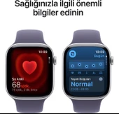 Apple Watch Seri 11  46 mm Gümüş rengi Alüminyum kasa ve Sis moru Spor kordon - S/m thumbnail 6