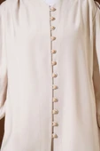 Brit Düğmeli Tensel Gömlek Bej thumbnail 4