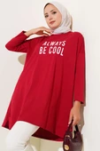 Always Be Cool Baskılı Tunik Bordo thumbnail 1