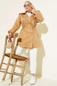 Bel Tünelli Çıtçıt Düğmeli Trençkot Latte thumbnail 2