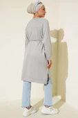 Loyşa İp Kuşaklı Uzun Tunik Gri thumbnail 3