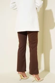 Çımalı Bel Düğmeli Pantolon Kahve thumbnail 3
