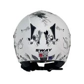 Sway 715 Siyah Vizörlü Yarım Motosiklet Scooter Kaskı S Beden Iris White Grey Bayan Scooter Kaskı thumbnail 4