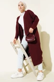 Salaş Fitilli Uzun Hırka Bordo thumbnail 1