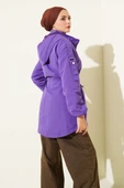 Bel Tünelli Kapüşonlu Trençkot Mor thumbnail 3