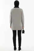Düşük Omuz Detaylı Triko Tunik Gri thumbnail 3