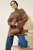 Yan Yırtmaçlı Duble Kol Tunik Kestane thumbnail 1