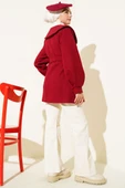 Bebe Yaka Detaylı Kaşe Kaban Bordo - 3
