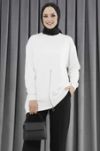 Nakışlı Ve Taşlı Sweatshirt Ekru - 1