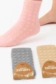 Kadın 3lü Kare Desen Havlu Patik Çorap Asorti 2 thumbnail 2