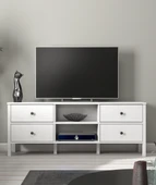 Hunerika Nuva 4 çekmeceli tv ünitesi -Wood Beyaz-Minifiks Bağlantılı - 4