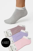 Kadın Desenli 4lü Havlu Patik Çorap Asorti 5 thumbnail 1