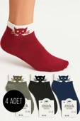 Kadın Desenli 4lü Havlu Patik Çorap Asorti 2 thumbnail 1