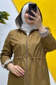 Kadın Tesettür Giyim Büyük Beden Mevsimlik Kısa Trençkot thumbnail 8