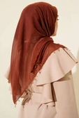 Mini Boncuk Detaylı Eşarp Kahve thumbnail 3
