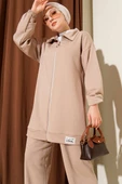 Classy Armalı Fermuarlı İkili Takım Latte thumbnail 2
