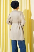Yan Yırtmaçlı Duble Kol Tunik Bej thumbnail 3