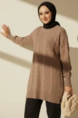 Örgü Kabartmalı Yumoş Triko Tunik Vizon thumbnail 1