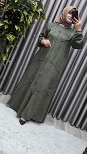 Kadın Giyim Büyük Beden Tam Boy Baklava Desenli Uzun Süet Pardesü thumbnail 8