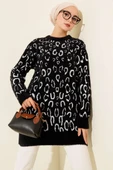 Leopar Desenli Sakallı Tunik Siyah Beyaz thumbnail 1