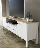 Hunerika Elaren 2 Kapak 2 çekmeceli tv ünitesi -Wood Beyaz-Minifiks Bağlantılı - 2