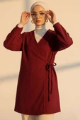 Yan Bağlamalı Kaşe Ceket Bordo - 1