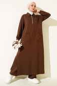 Loyşa Cepli Uzun Tunik İkili Takım Kahve thumbnail 1