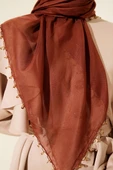 Mini Boncuk Detaylı Eşarp Kahve thumbnail 4