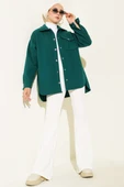 Çıtçıt Düğmeli Gömlek Yaka Kaşe Ceket Zümrüt - 2