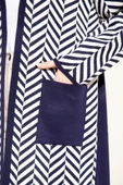 Zikzak Çizgili Desenli Uzun Triko Hırka Lacivert thumbnail 4