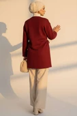 Yan Bağlamalı Kaşe Ceket Bordo - 3