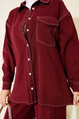 Gömlek Yaka Tek Cepli İkili Takım Bordo thumbnail 4