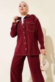 Gömlek Yaka Tek Cepli İkili Takım Bordo thumbnail 1