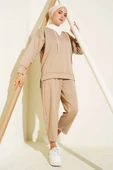 Kapşonlu Garnili İkili Takım Bej thumbnail 1