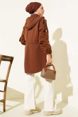 Bel Tünelli Kapüşonlu Trençkot Kahve thumbnail 3