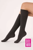 Daymod Rib Fitilli Dizaltı Çorap Dark Gray thumbnail 1