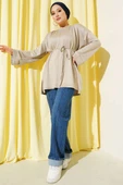 Yan Yırtmaçlı Duble Kol Tunik Bej thumbnail 2